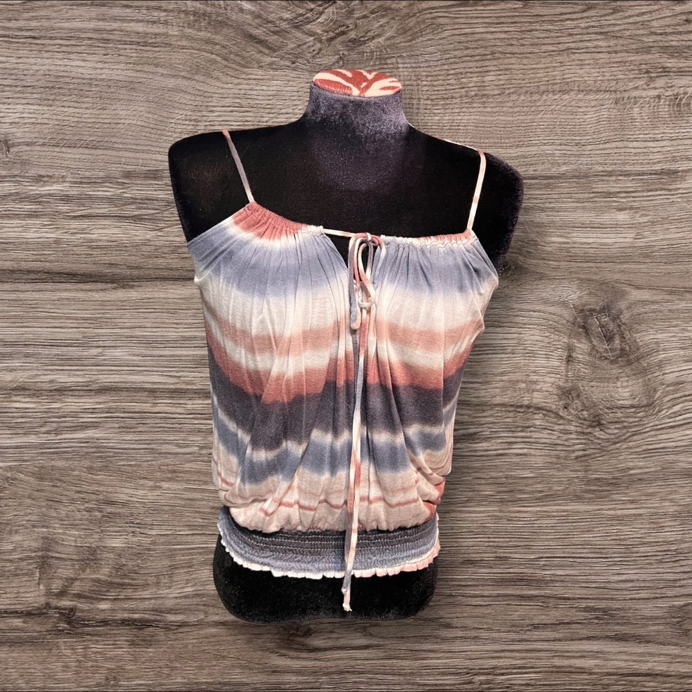 Michael Stars Boho Striped Tie Dye Smocked Tank Top One Size Fits All